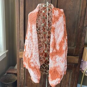 Pink & Rust Tie Dye Women's Open Front Cardigan-Sz. Large-NWT